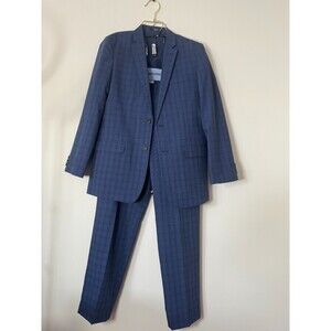 Nautica Suit Set Boys Size 18 Regular Blue Plaid 2 Pc Formal Wedding Church